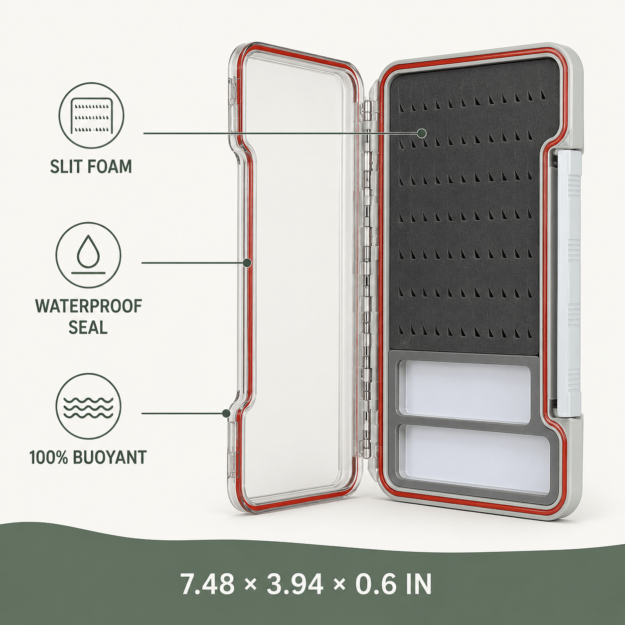 Kylebooker Slim Fly box With Two Magnetic Components Diamond Slid In Easy Foam Hooks Grip Fly Boxes.