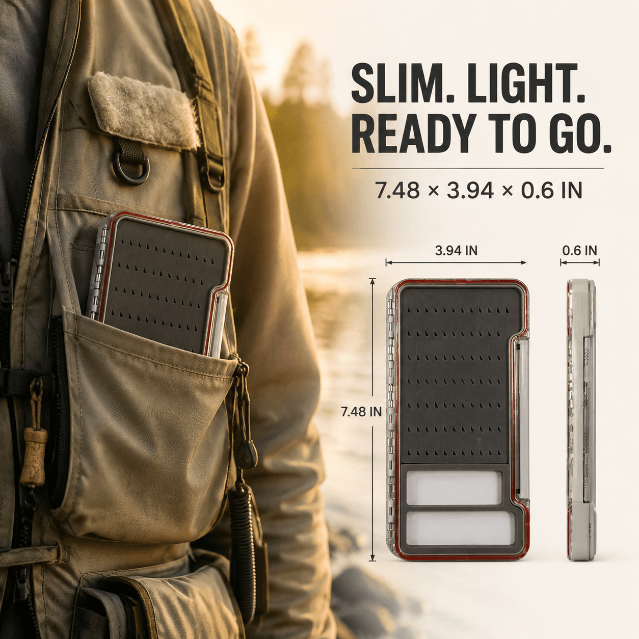 Kylebooker Slim Fly box With Two Magnetic Components Diamond Slid In Easy Foam Hooks Grip Fly Boxes.