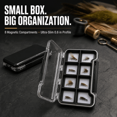 Kylebooker Super Slim Magnetic Back Waterproof Fly Fishing Box: 8 Compartments