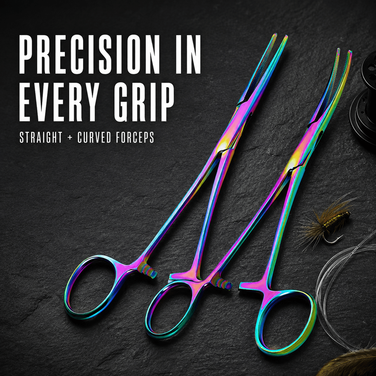 Kylebooker Versatile Angling Tools with 2pc Fishing Forceps Set - Stainless Steel, Curved & Straight Hemostats, Serrated Jaws, Locking Mechanism, and Lightweight Design