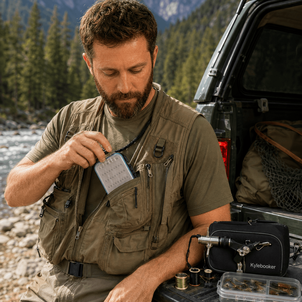 Kylebooker Fly Fishing Box, Flies Storage Case Waterproof Silicone Double Sided Clam Fishing Jig Boxes Crappie Panfish Trout