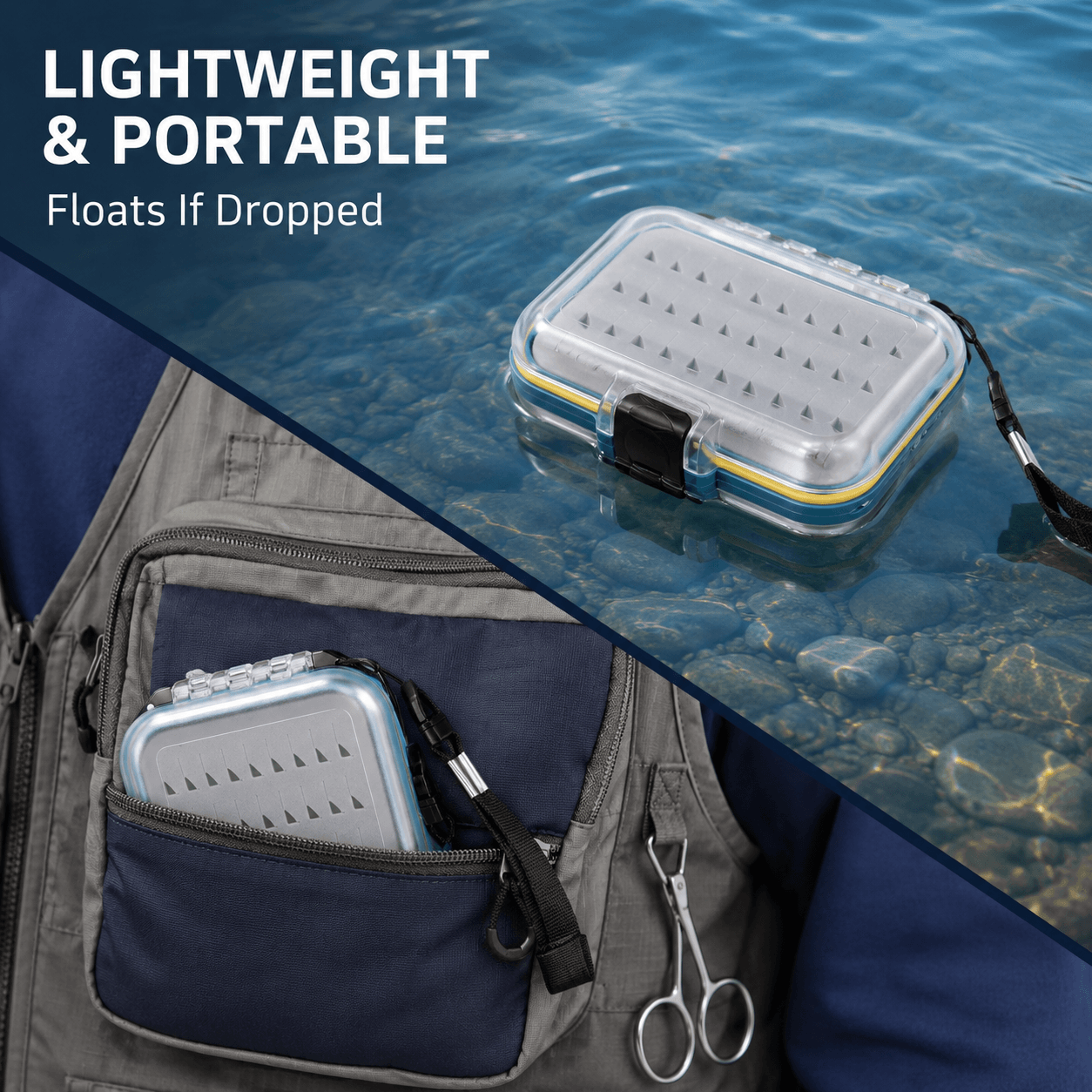 Kylebooker Fly Fishing Box, Flies Storage Case Waterproof Silicone Double Sided Clam Fishing Jig Boxes Crappie Panfish Trout