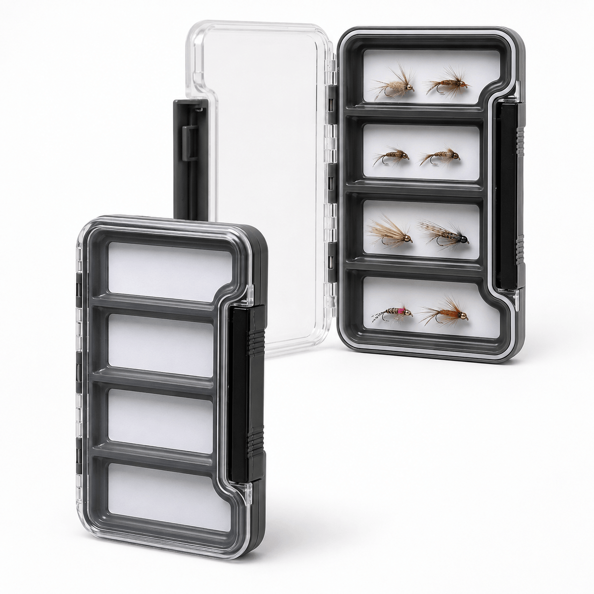 Kylebooker Super Slim Magnetic Back Waterproof Fly Fishing Box: 4 Compartments