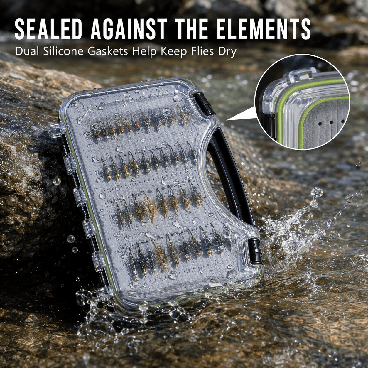 Kylebooker Boat Box for Streamers Waterproof Fly Box for Saltwater Flies Fly Fishing