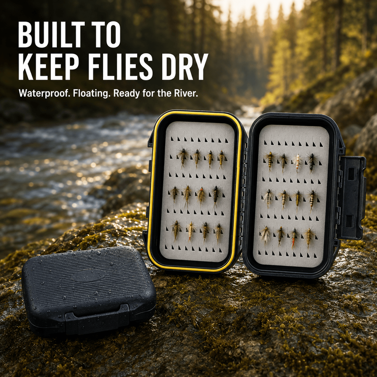 Kylebooker Waterproof Fly Box for Fly Fishing Double Sided Foam Insert