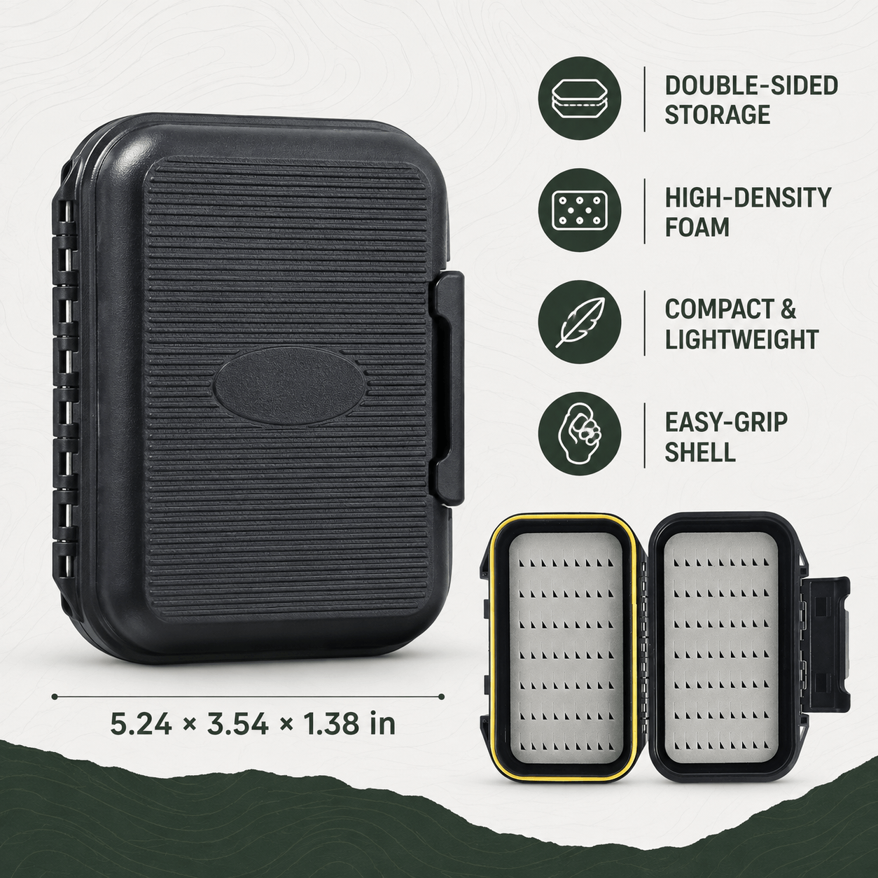 Kylebooker Waterproof Fly Box for Fly Fishing Double Sided Foam Insert