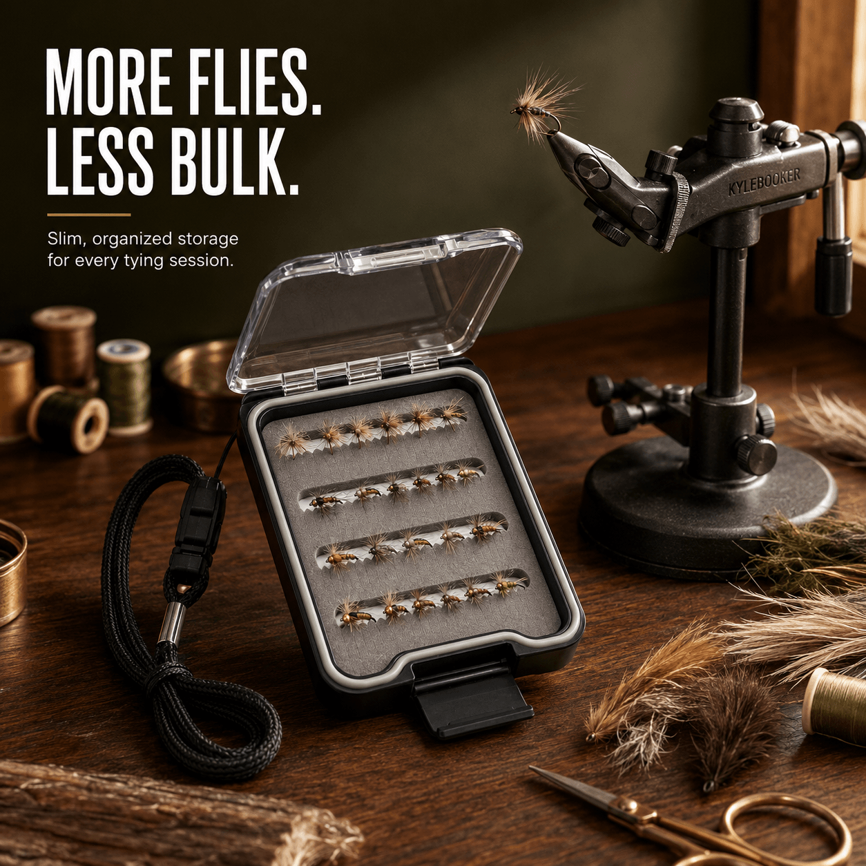 Kylebooker Fly Fishing Box, Slim Design Large Capacity Fly Storage for Tackle and Hooks, Lightweight ABS with Durable Foam Inserts for Anglers