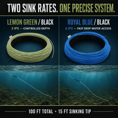Kylebooker Sinking Tip Fly Line Weight Forward Fishing Line, 3ips/6ips, 4/5/6/7/8 F/S