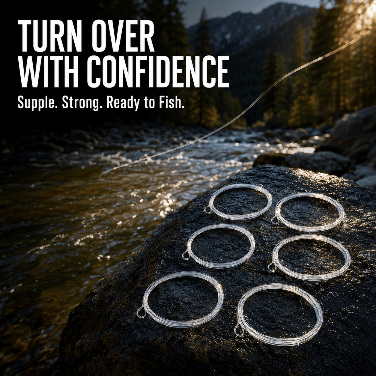 Kylebooker 6 Pcs/Bag Nylon Pre-tied Loop Fly Fishing Tapered Leader 7.5FT 9FT 12FT 1 2 3 4 5 6 7X
