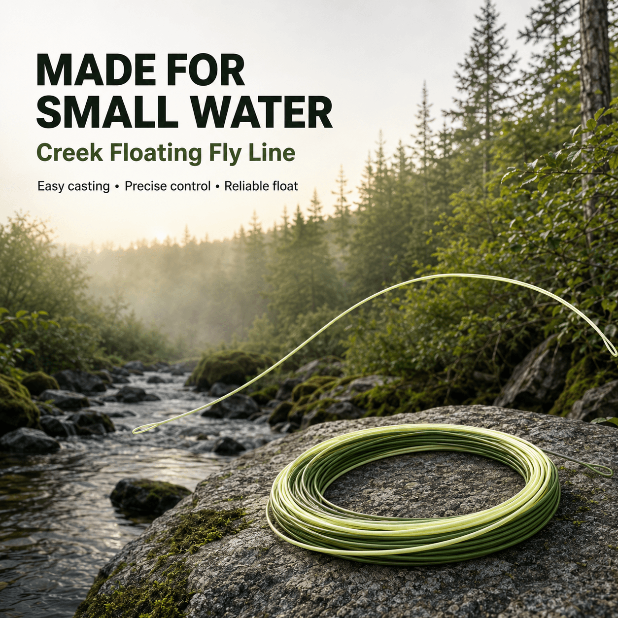 Kylebooker Floating Creek Fly Line Double Welded Loop with Spool.