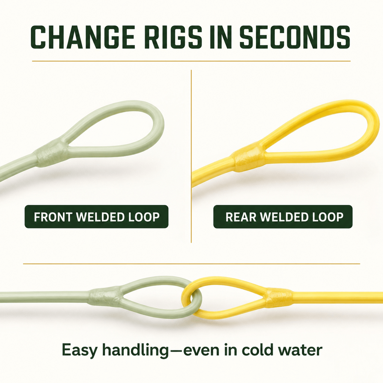 Kylebooker All-Purpose Trout Fly Line with Two Welded Loops, Weight Forward Floating Fly Fishing Lines Moss/Gold