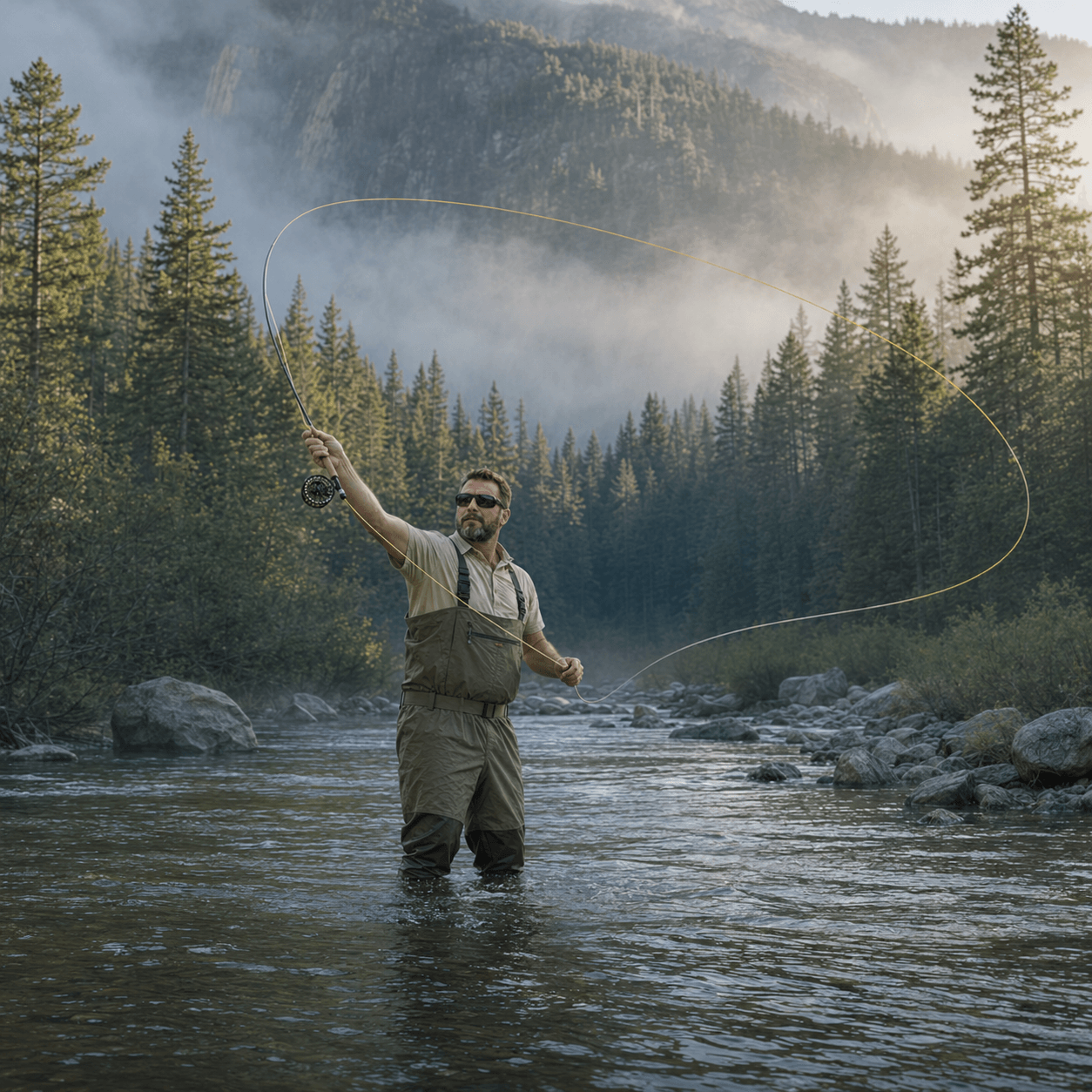 Kylebooker All-Purpose Trout Fly Line with Two Welded Loops, Weight Forward Floating Fly Fishing Lines Moss/Gold