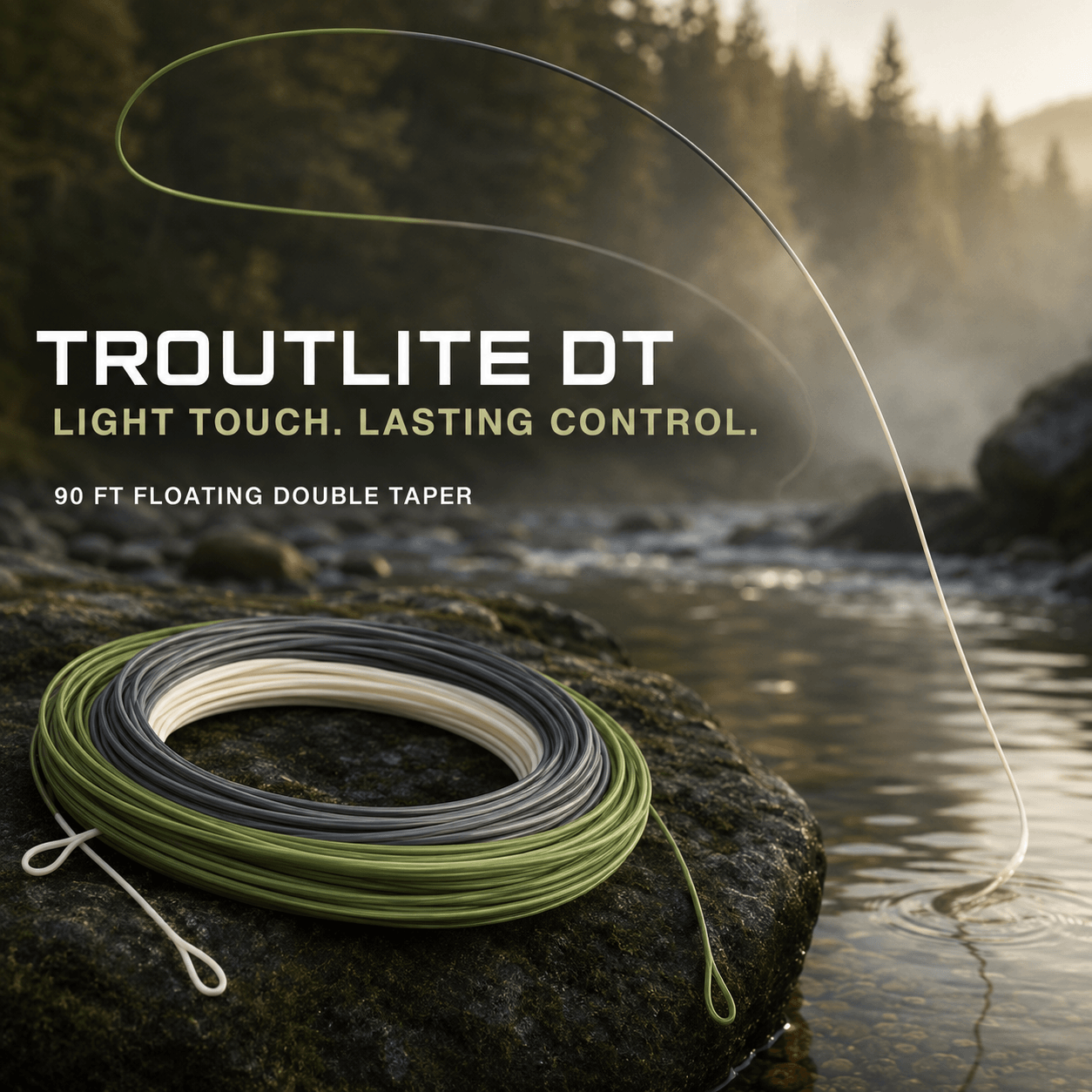Kylebooker Troutlite Double Taper Floating Fly Line, 90ft, DT3F-DT6F, Easy Casting, with Two Welded Loops