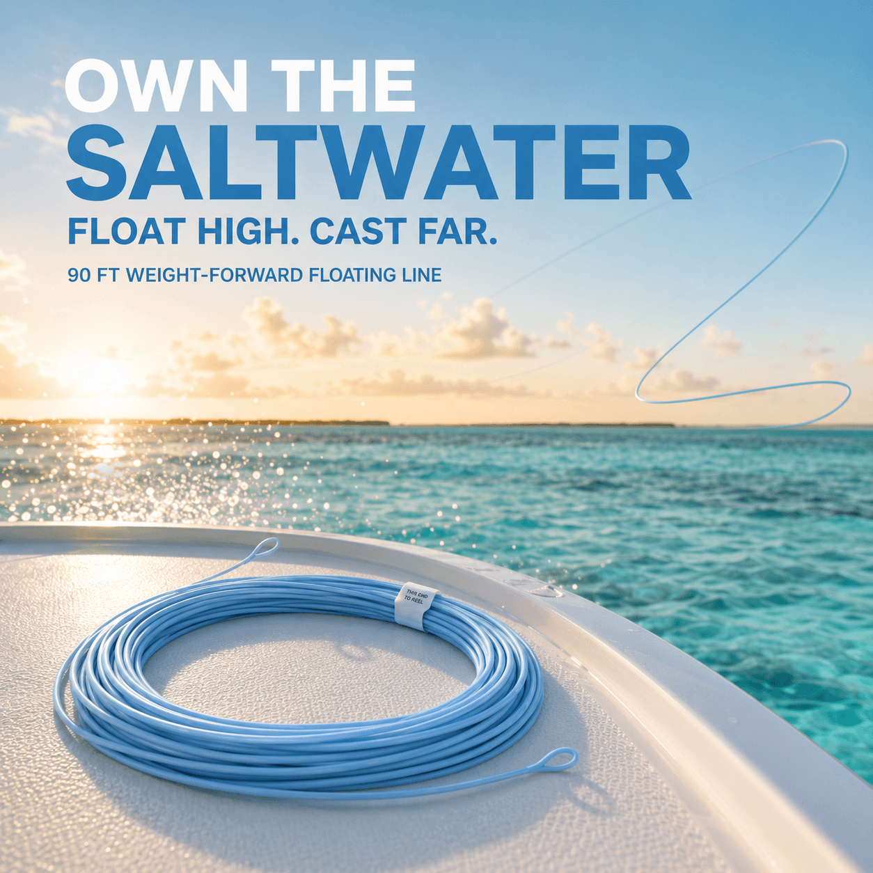 Kylebooker AVID Saltwater Fly Fishing Line, Weight Forward Floating, 90 FT, Sandy Blue