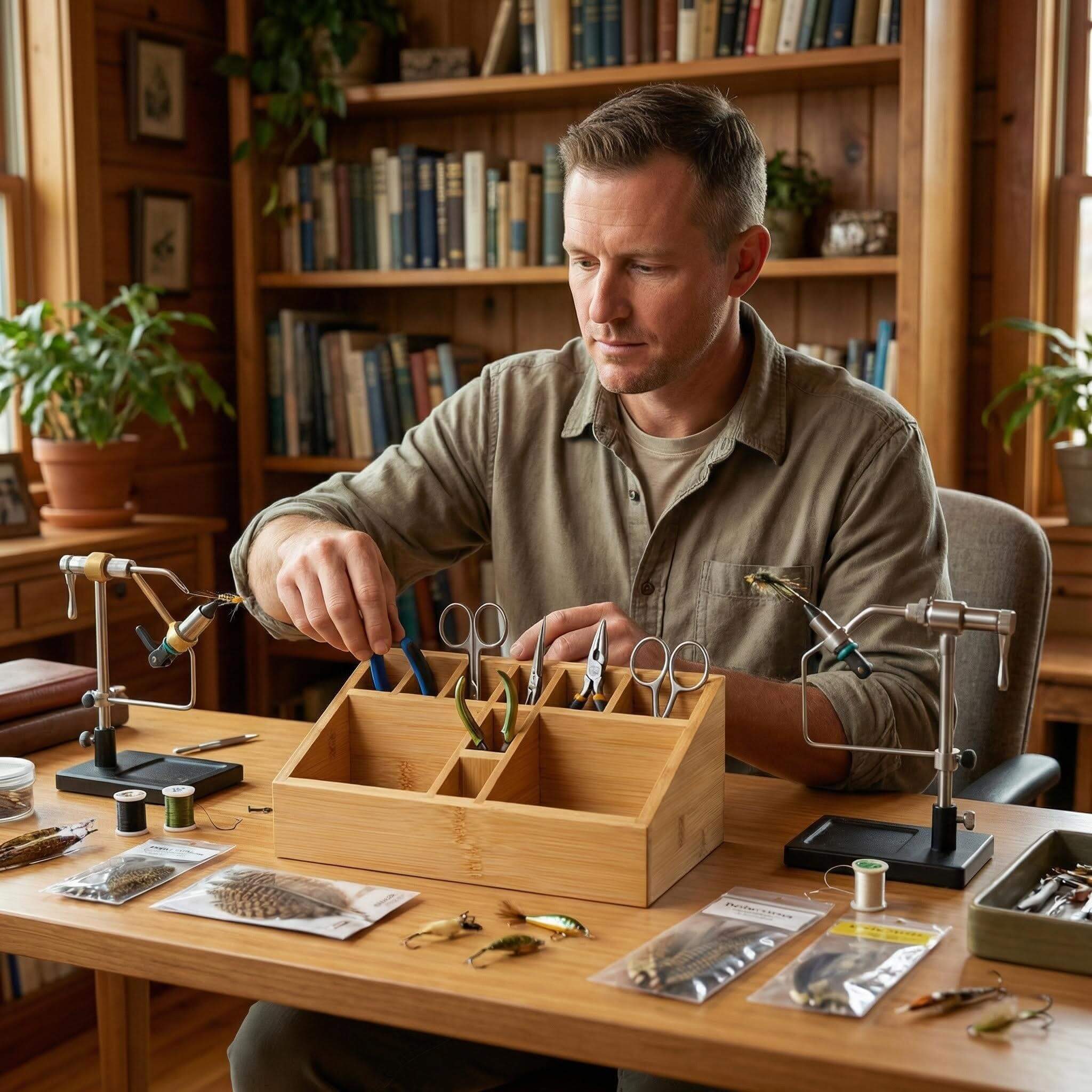 Kylebooker Fly Tying Tool Caddy Organizer-Essential for Fly Tying Stations & Fishing Tool Organizer