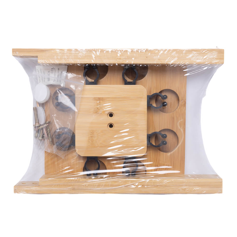 Kylebooker RH01 Fishing Rod Storage Racks, 100% Bamboo Floor Stand Fishing Pole Holders for Garage of 8 Rods or Combos