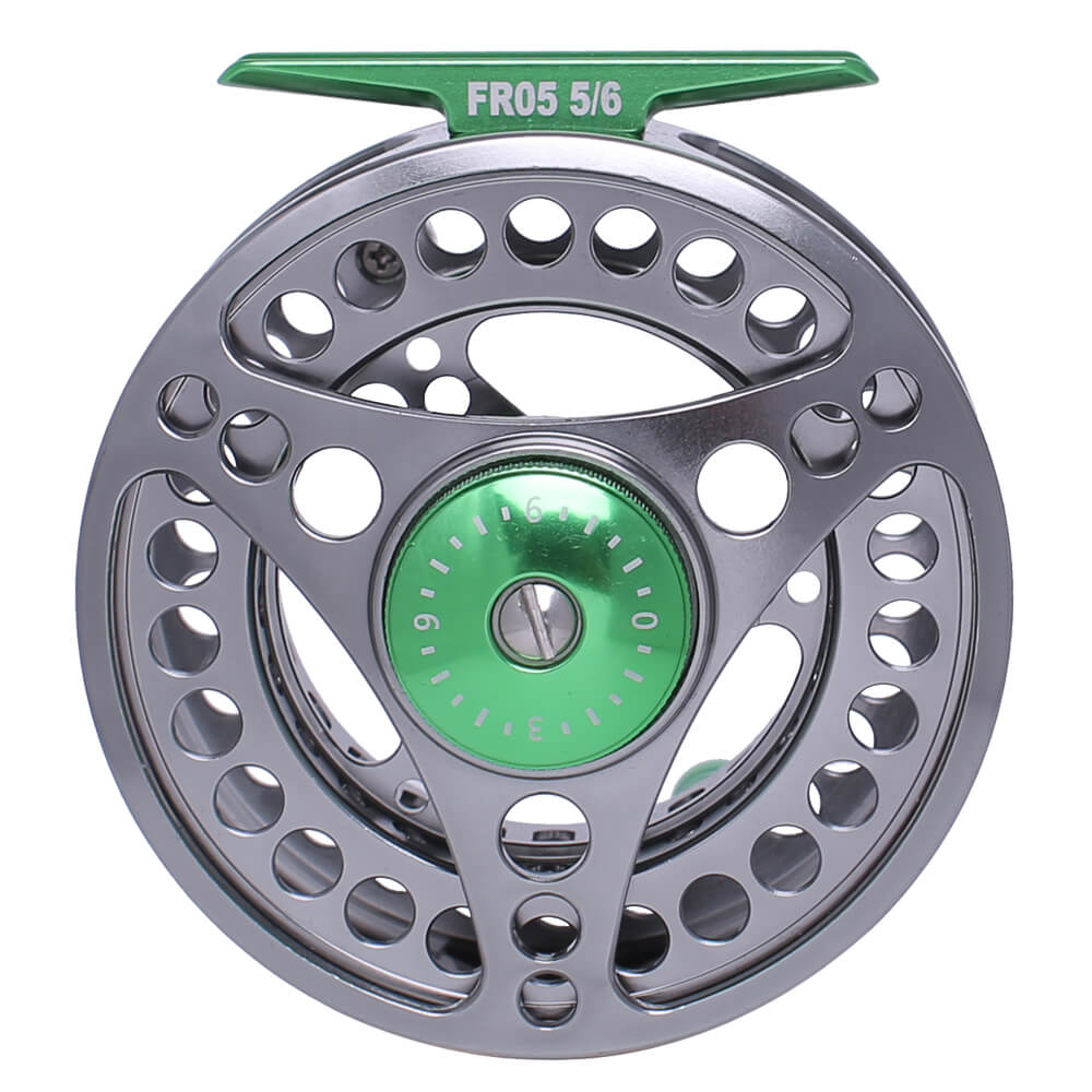 Kylebooker FR05 Fly Fishing Reel Large Arbor 2+1 BB with CNC-machined Aluminum Alloy Body and Spool in Fly Reel Silver with Green / 5/6 weight Kylebooker FR05 Fly Fishing Reel Large Arbor 2+1 BB with CNC-machined Aluminum Alloy Body and Spool in Fly Reel Silver with Green / 5/6 weight
