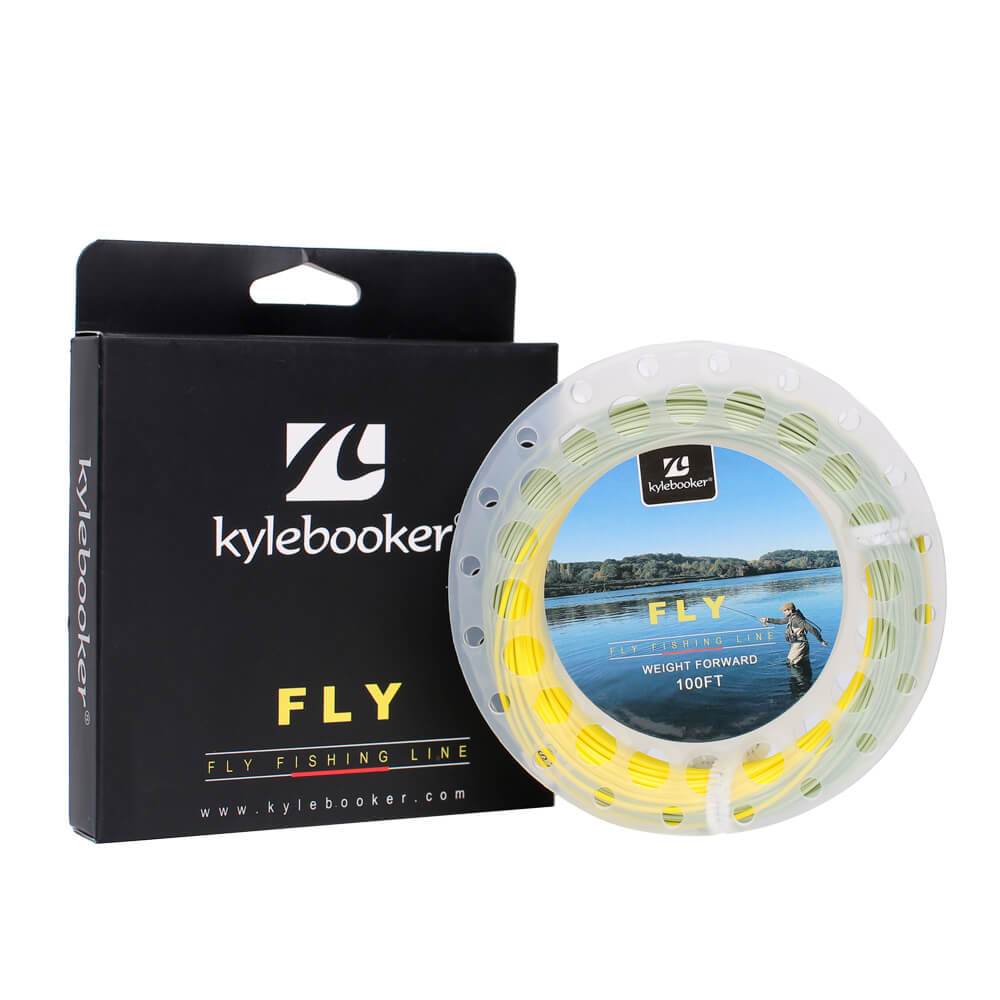 Kylebooker Gold Fly Line 100FT Peso Flutuante para Frente 3 4 5 6 7 8WT Cor Dupla 2 Loops Soldados Fly Line