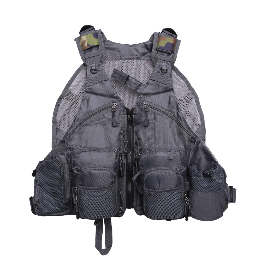 Kylebooker Breathable Mesh Fishing Vest with Multi-Pockets for Men and Women FV01 Light Gray