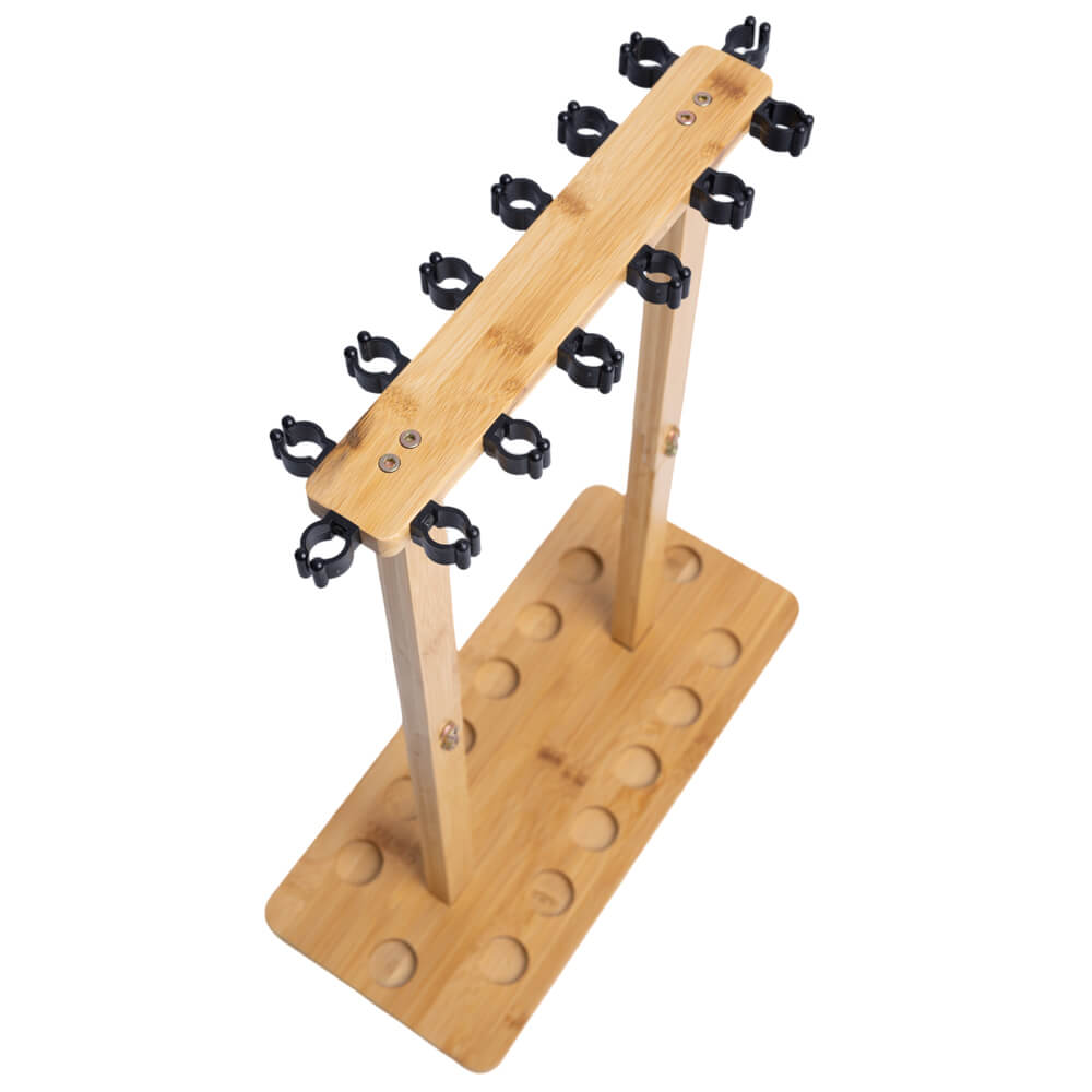 Kylebooker RH02 Fishing Rod Storage Racks, 100% Bamboo Floor Stand Fishing Pole Holders for Garage of 14 Rods or Combos
