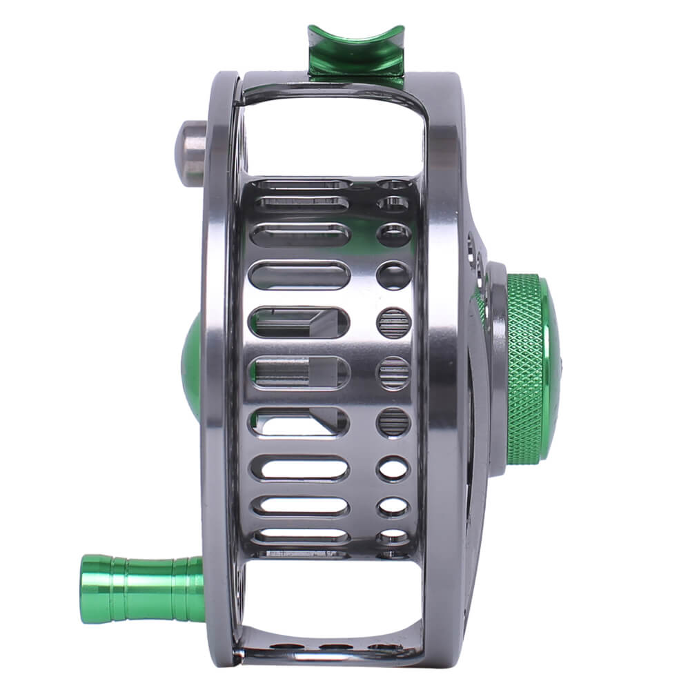 arbor fishing reels Kylebooker FR05 Fly Fishing Reel Large Arbor 2+1 BB with CNC-machined Aluminum Alloy Body and Spool in Fly Reel Silver with Green / 5/6 weight