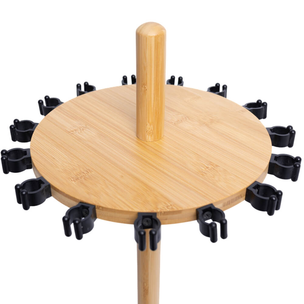 Kylebooker RH03 Round 15 Fishing Rod Storage Rack - Features Traditional Handcrafted Bamboo Post - No Tool Assembly, Bamboo