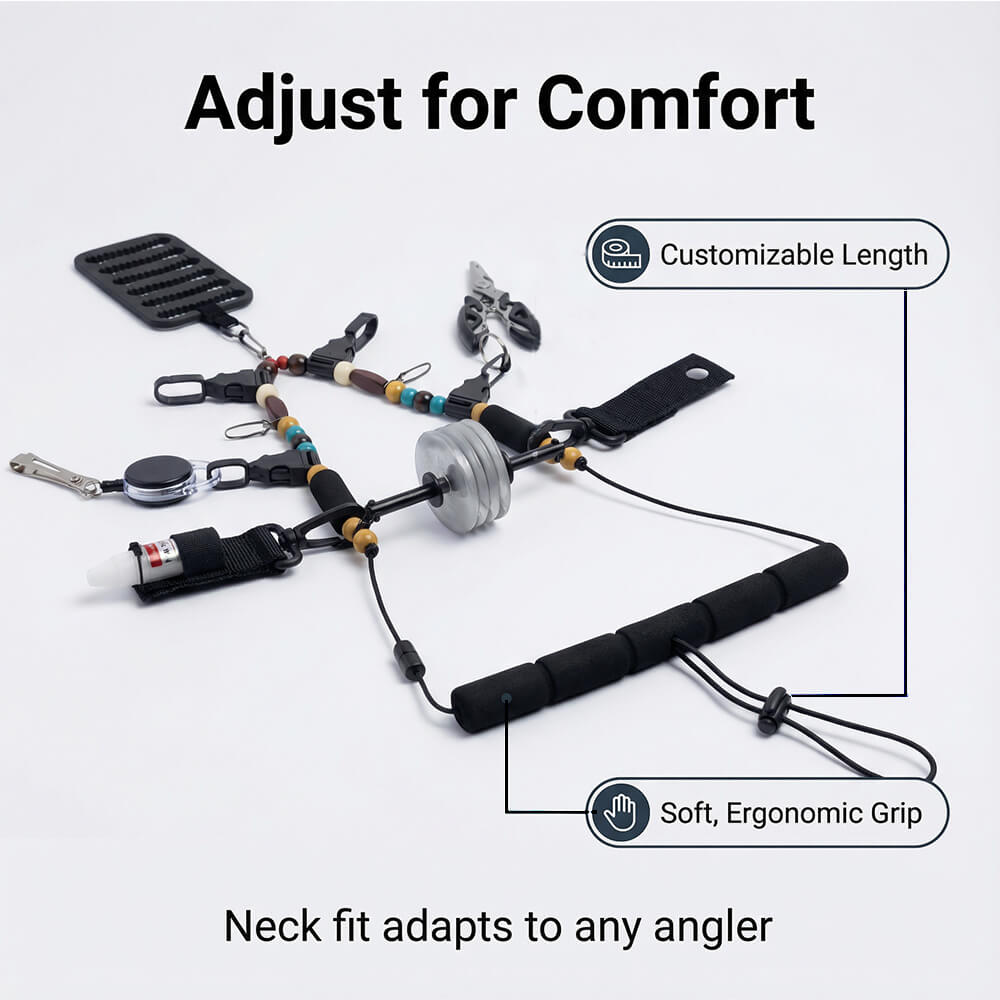 Kylebooker Fly Fishing Lanyard Neck unload Necklace Adjustable Tool Holder with Foam Neck Strapfor