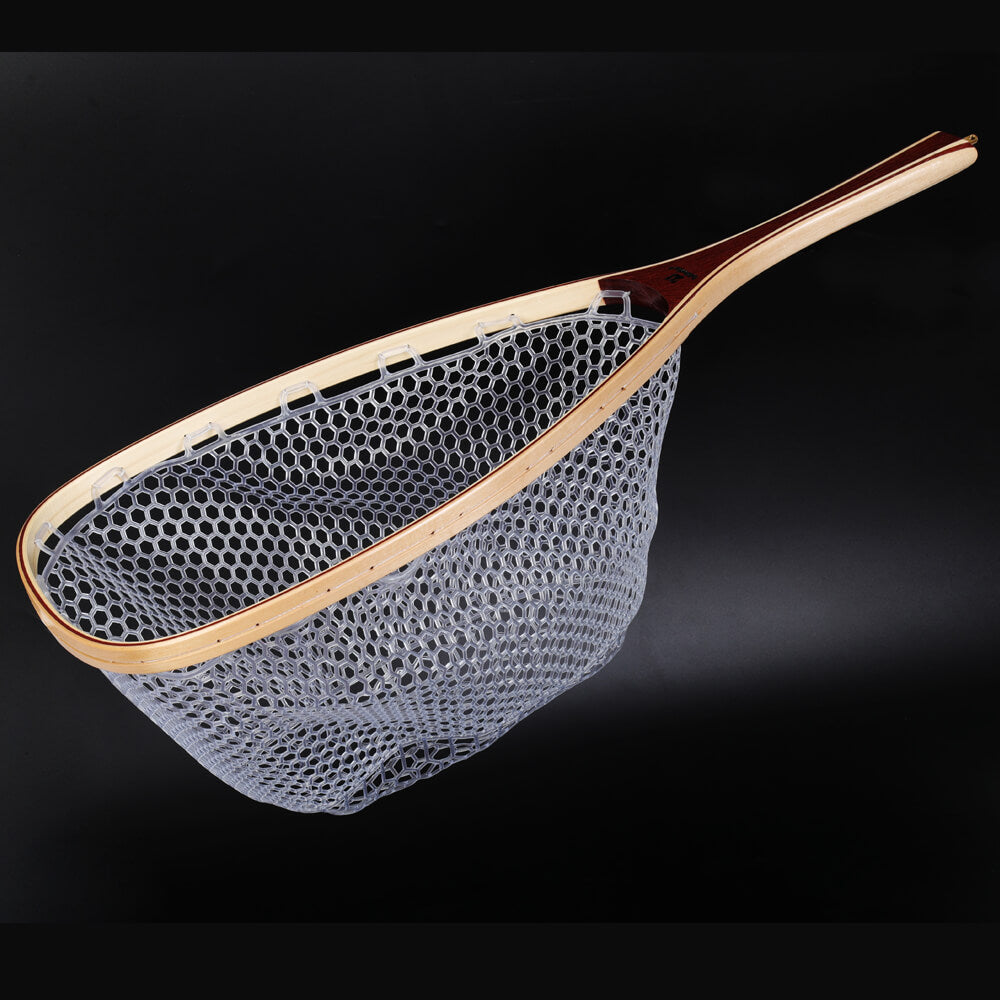 Fly Fishing Net, Mesh Soft Rubber Wooden Handle Rubber Landing Net Catch  and Release Net/Trout Bass Net 