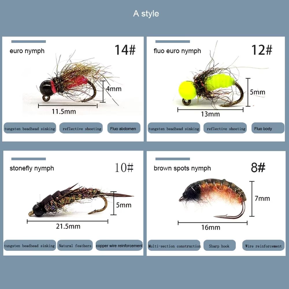 Kylebooker 24kpl perhokalastusperhot & eurostonefly nymfi, caddis, cicada