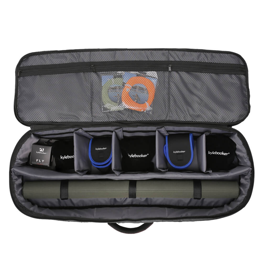 Kylebooker RB03 vliegvishengel- en uitrustingstas, geschikt voor maximaal 4 hengels, robuust honingraatframe