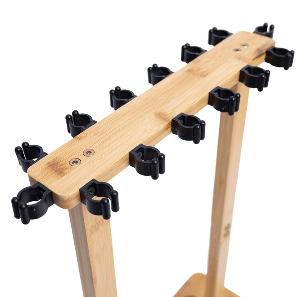 Kylebooker RH02 Fishing Rod Storage Racks, 100% Bamboo Floor Stand Fishing Pole Holders for Garage of 14 Rods or Combos
