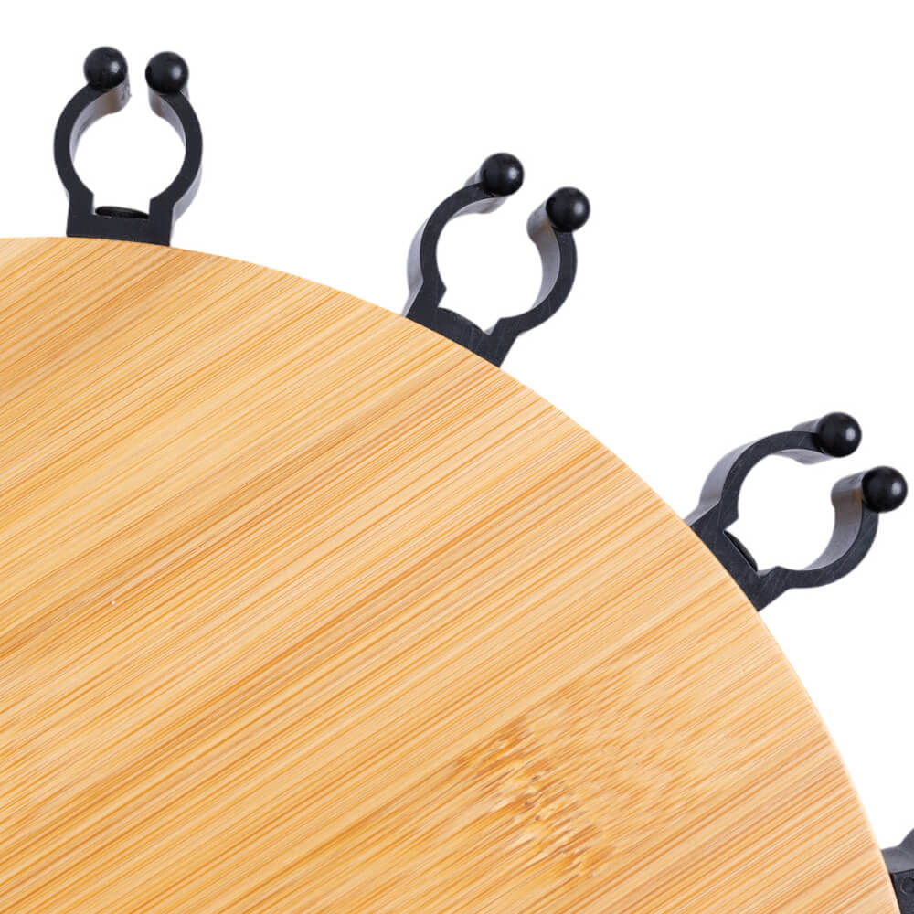 Kylebooker RH03 Round 15 Fishing Rod Storage Rack - Features Traditional Handcrafted Bamboo Post - No Tool Assembly, Bamboo