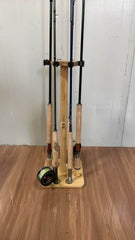 Kylebooker RH01 Fishing Rod Storage Racks, 100% Bamboo Floor Stand Fishing Pole Holders for Garage of 8 Rods or Combos
