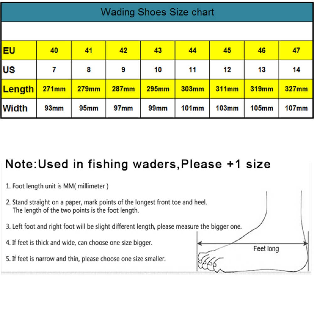 Kylebooker Cleated Sole Wading Boot, Rubber/Felt Bottom Wading Shoe Men's Women's WB003