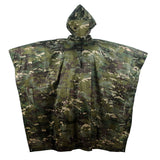 Camuflagem chuva poncho com capuz impermeável camo capa de chuva com padrão cego para caça caminhadas acampamento pesca