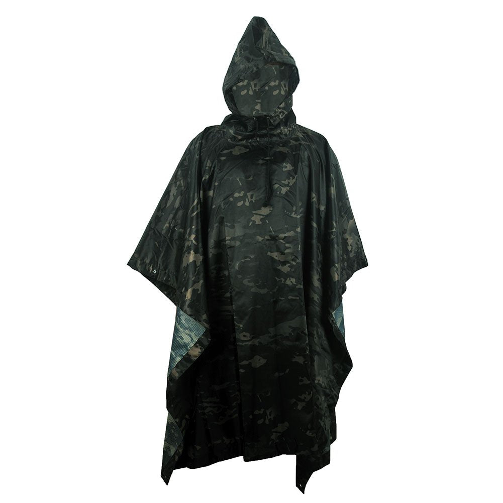Camouflage Rain Poncho Hooded Waterproof Camo Raincoat with Blind Pattern for Hunting Hiking Camping Fishing CP-TY