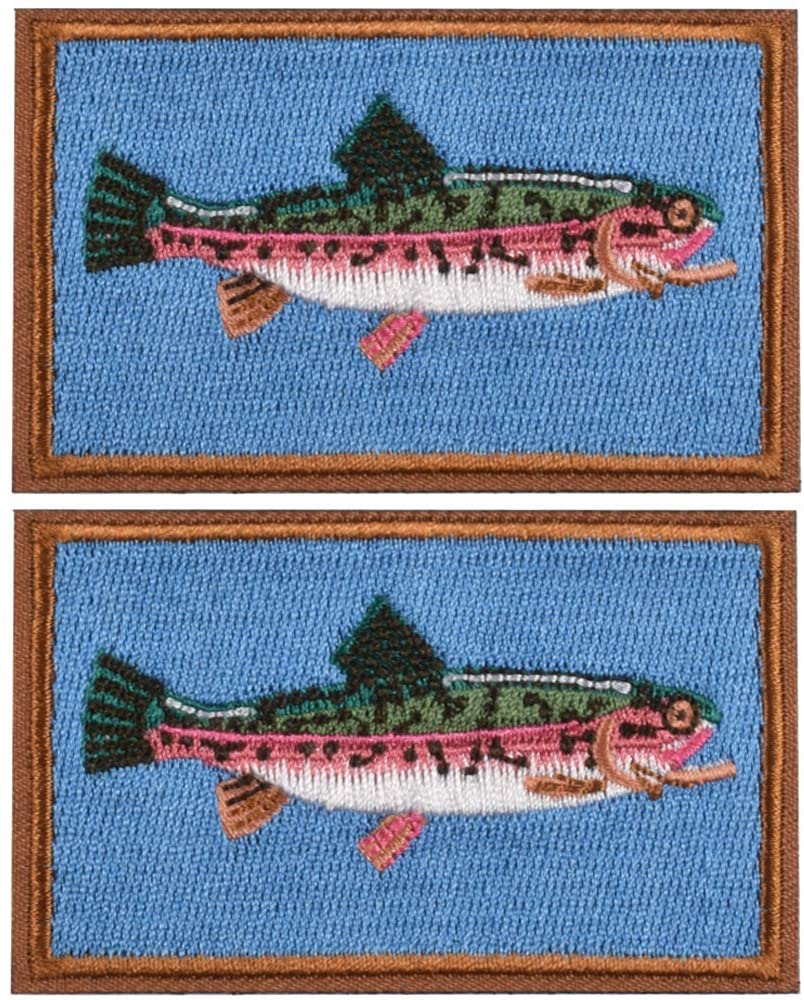 Kylebooker 2pcs Fishing Patches Fit for Fishing Vest Pack Fishing Tackle Bag Angler Jacket Hat Trout