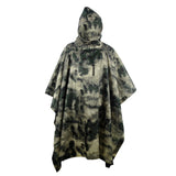 Camouflage Rain Poncho Hooded Waterproof Camo Raincoat with Blind Pattern for Hunting Hiking Camping Fishing