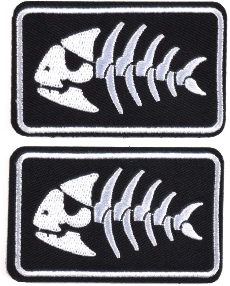 Kylebooker 2pcs Fishing Patches Fit for Fishing Vest Pack Fishing Tackle Bag Angler Jacket Hat Pirate Fish