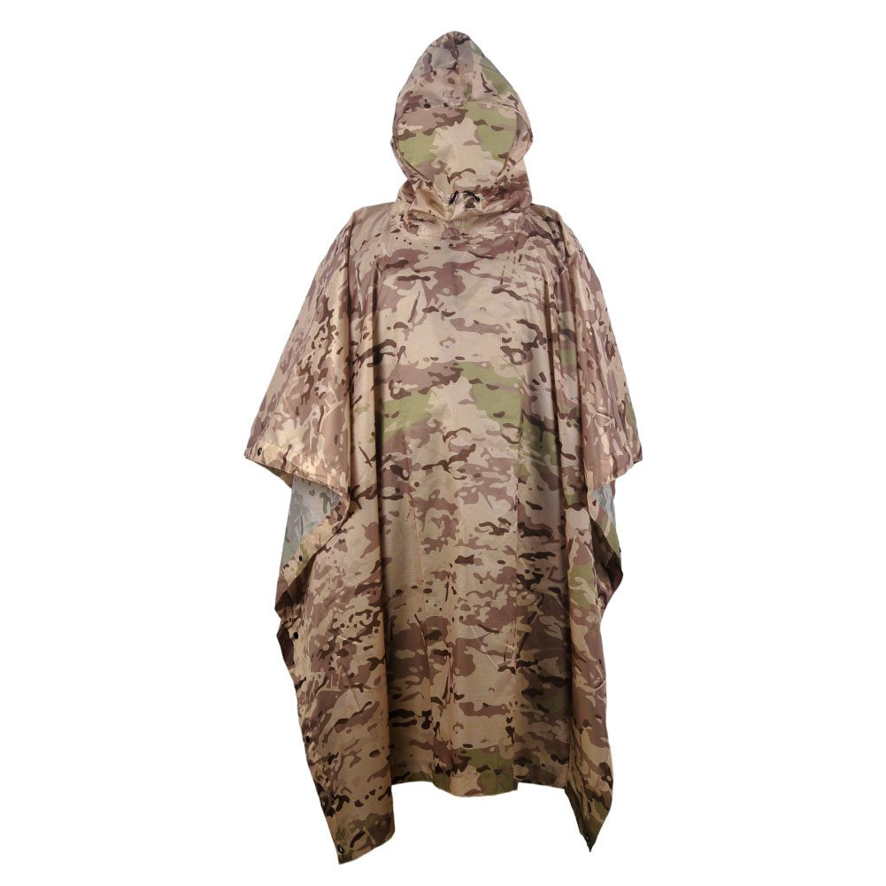 Camouflage-Regenponcho mit Kapuze, wasserdichter Camo-Regenmantel mit Blindmuster für die Jagd, Wandern, Camping, Angeln