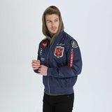 Men's USA Flag Lightweight MA-1 Flight Bomber Jacket Windbreaker with Patches