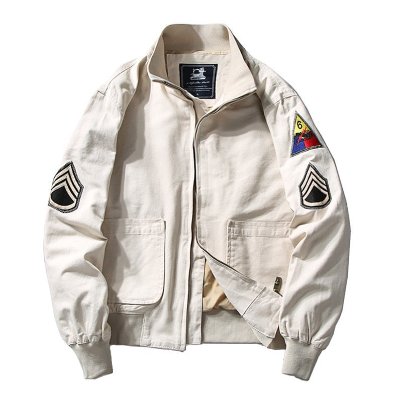 WW2 Fury Tanker Jacket Vintage Militaire Patch Outwear pour Hommes