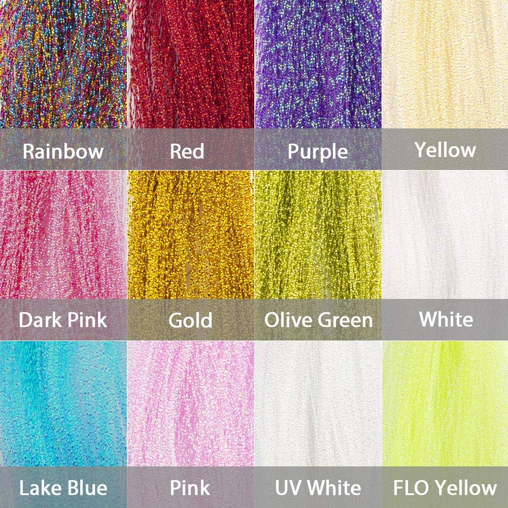Kylebooker Fly Tying Materials, Fly Fishing Line, Spiral Multi-Color Fly Fishing Crystal Flash Flashabou Tinsel para fazer isca de pesca com mosca Fl