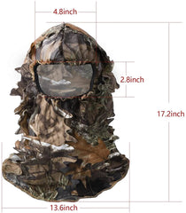 Kylebooker Ghillie Máscara facial 3D Leafy Ghillie Camuflagem Capa completa Acessórios de caça