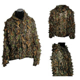 Ghillie Suit Camouflage Hunting Suits Outdoor 3D Leaf Lifelike Camo Clothing Lightweight Breathable Hooded Apparel Suit for Jungle Shooting Airsoft Woodland Photography