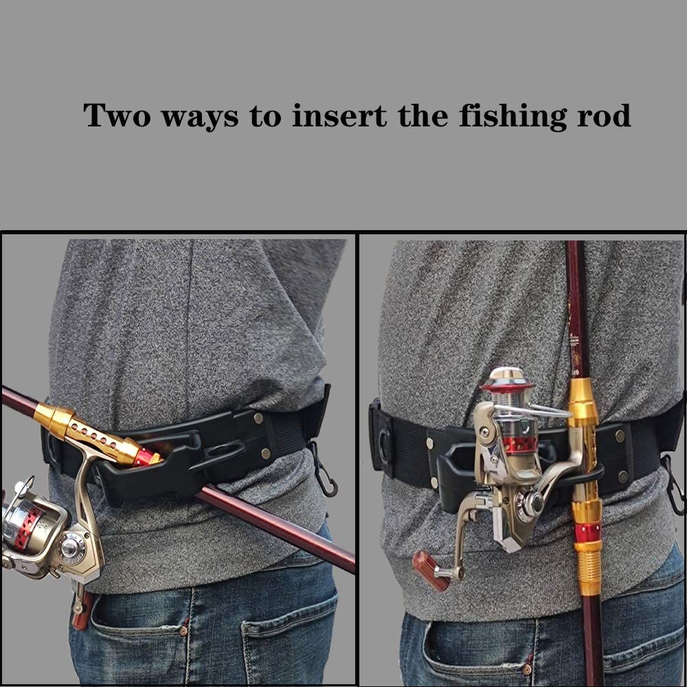 RILEYSON Fly Rod Holder,3rd Hand Belt,Fishing Wading Belt,Fishing Belts  Outdoor Lure Fishing Essential Tool with 25pcs Soft Lures, Black