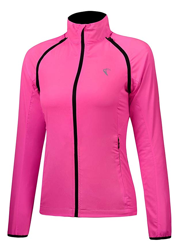 Giacca a vento ripiegabile da donna, super leggera e visibile, giacca in pelle da corsa per ciclismo attivo all'aperto