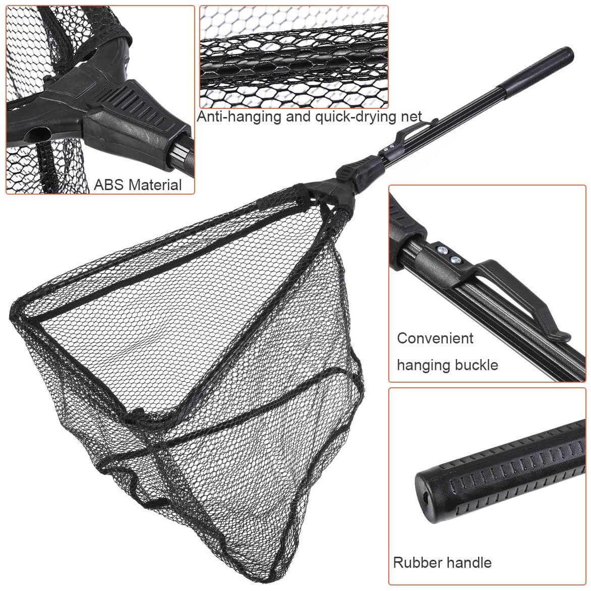 Foldable Collapsible Telescopic Fishing Net Durable Strong Safe Catch and Release Fish Landing Net FN001 16