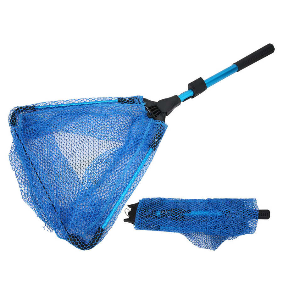 colapsable fishing net Telescopic Fishing Landing Net Folding Triangular Dip Net Aluminum Alloy Rod Fly Fishing Tool Fish Shrimp Network Neting FN002