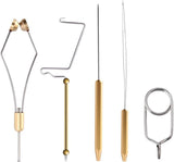 Kylebooker fluebindingsverktøy, fluebindesett med undertrådholder, trådtråder, knutepisketter, hackeltang, bodkin, fluefiskelokk